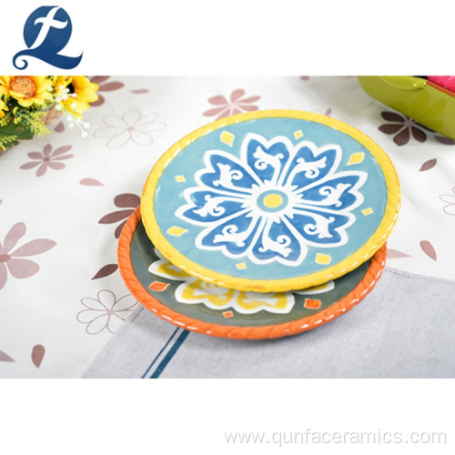 New style round color creative printed dinnerware ceramic